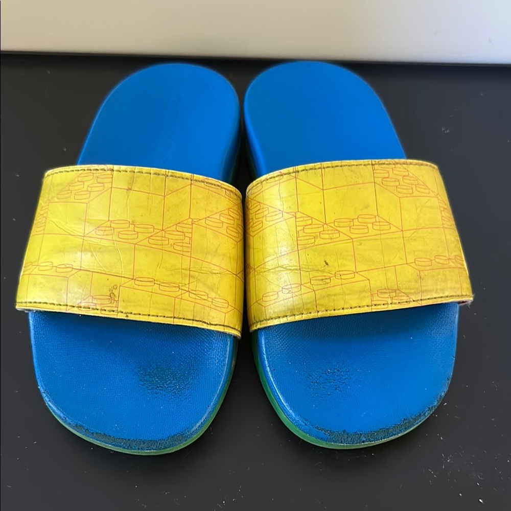 Adidas Lego Kids Blue and Yellow Slide Sandals